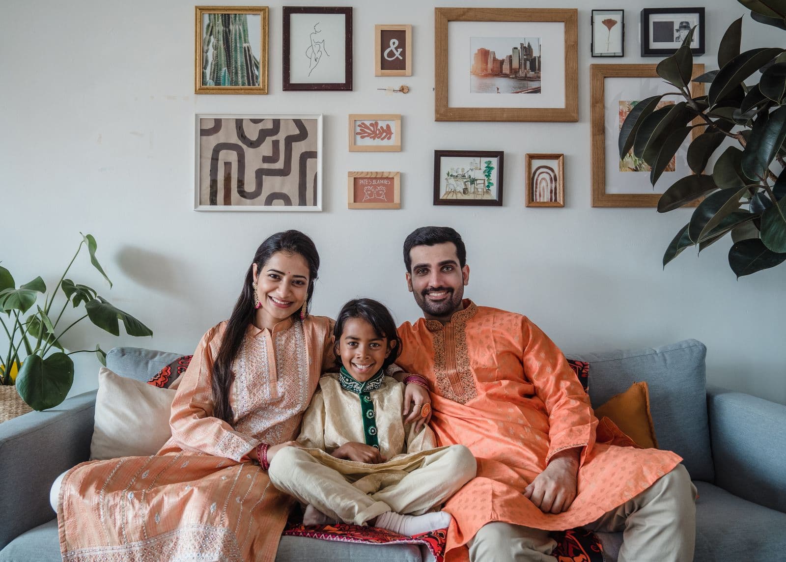 A family planning their finances together at home